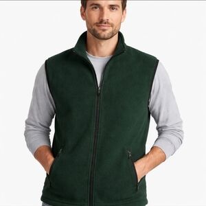 Performance Outfitters Men’s Fleece Vest XL Dark Green Zip Pockets